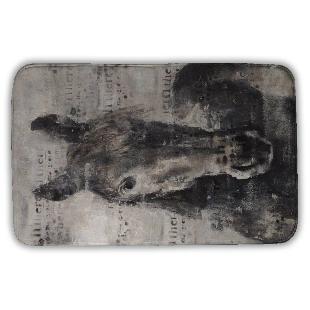 5930-3421-AN144 21 x 34 in. Abstract Horse with Typography - Rustic Animals Bath Mat