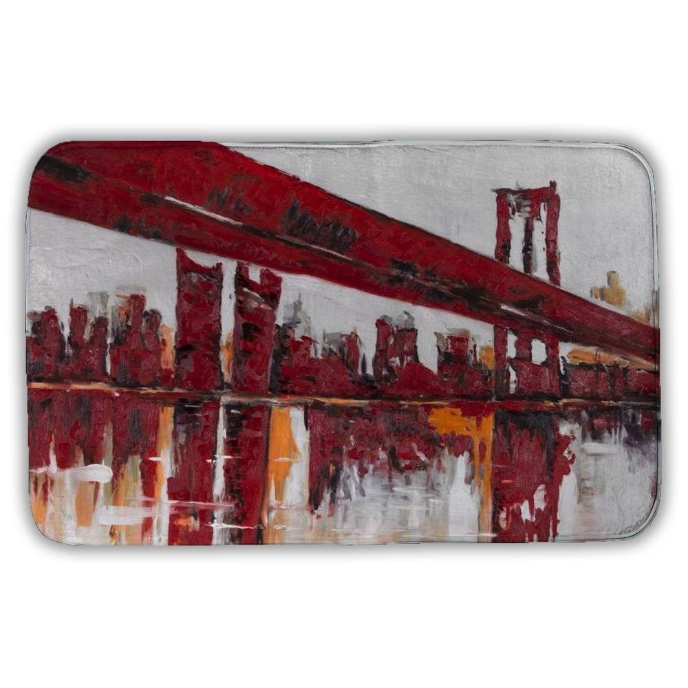 5930-2134-CI195 21 x 34 in. Red Bridge Bath Mat - Stylish Architecture Decor for Home