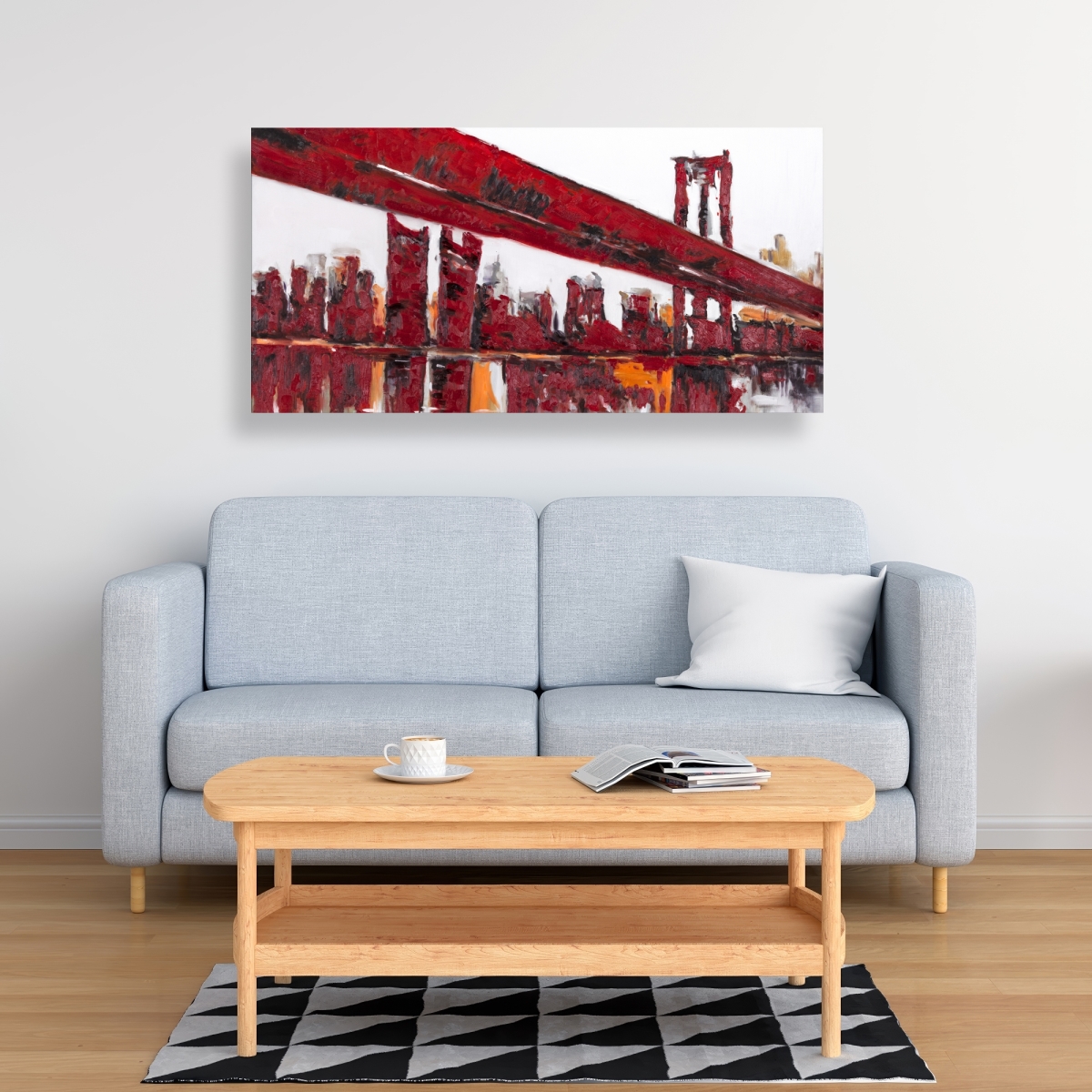 C1RC2448F9T7IB 24 x 48 in. Red Bridge - Architecture White Canvas for Home Decor