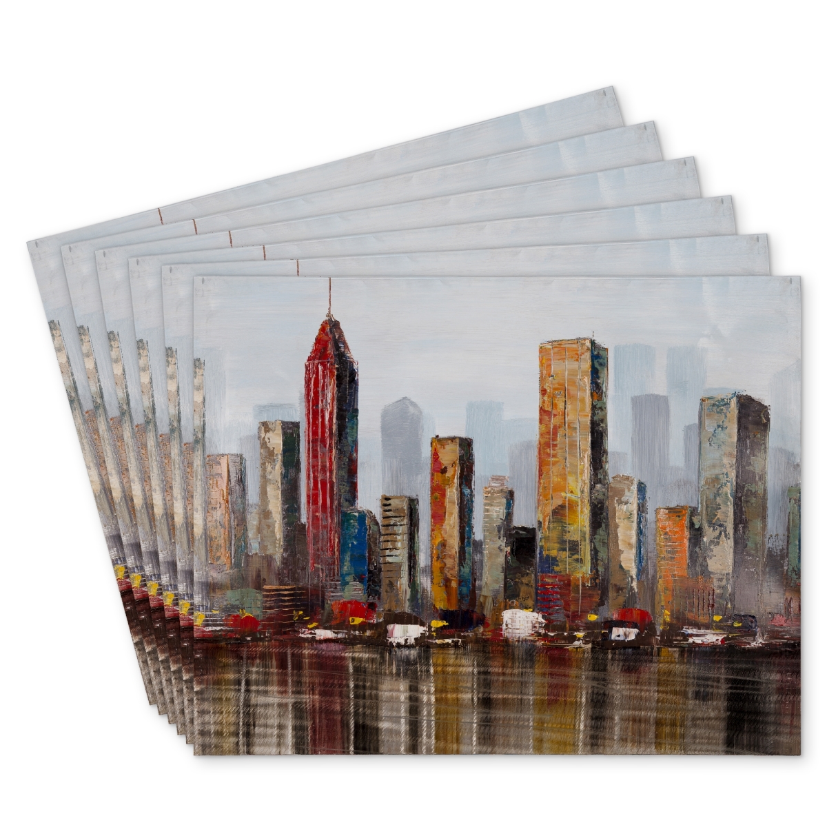 Picture of Begin Home Decor C6PP1418S85DF3 14 x 18 in. Rust Looking City Polyester Placemat - Home Decor Accent - Set of 6
