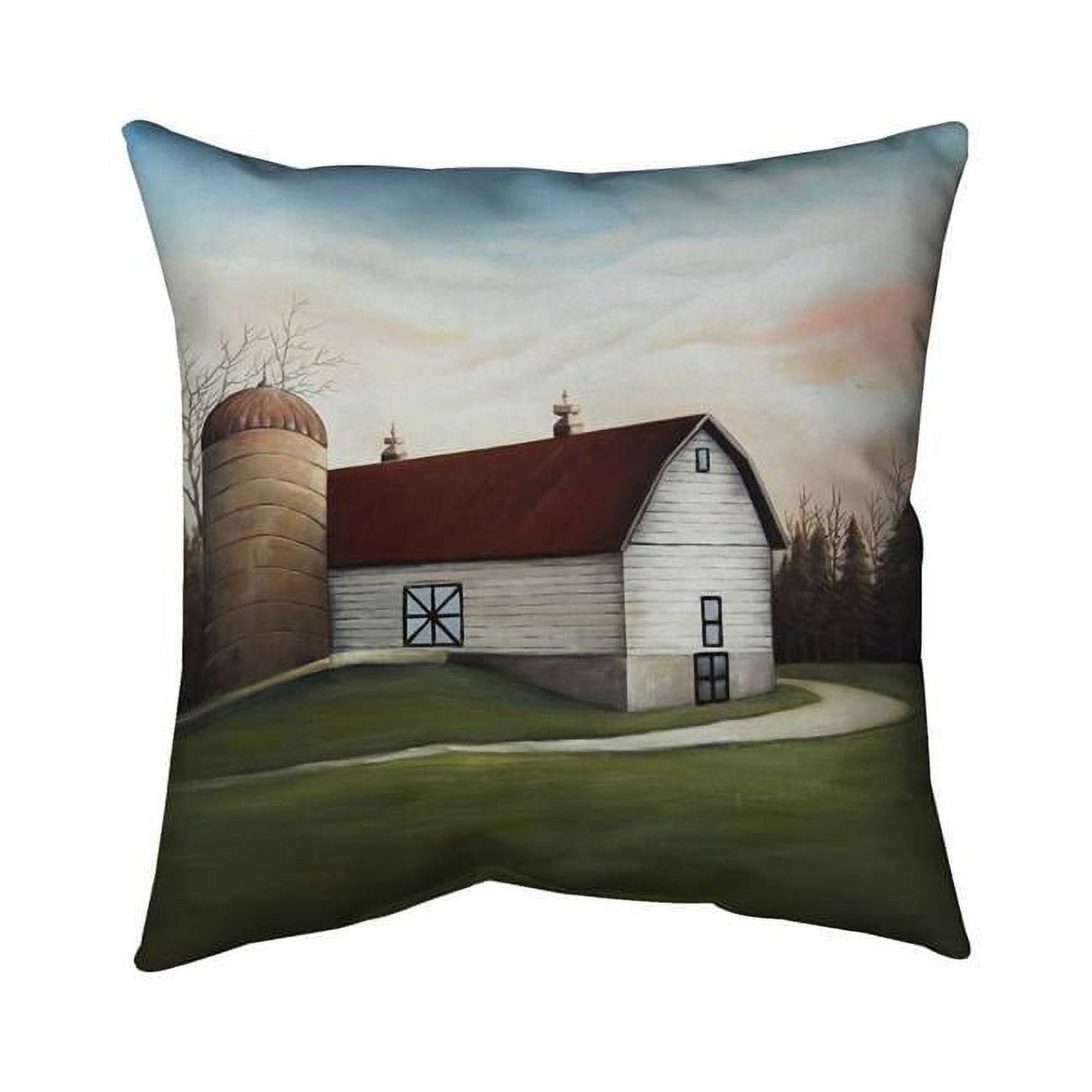 18 x 18 in. White Barn-Double Sided Print Indoor Pillow