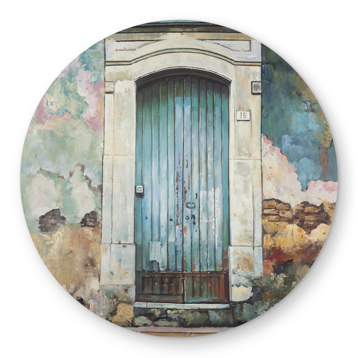 C1COAR55R9JINV 5 x 5 ft. Blue Door Still Life Blue Round Outdoor Area Rug for Home Decor