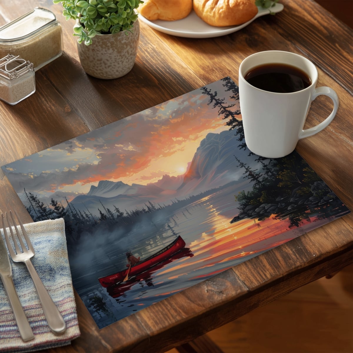Picture of Begin Home Decor C4PP1418AWMDA3 14 x 18 in. Calm Lake Polyester Placemat - Elegant Home Decor Accent - Set of 4
