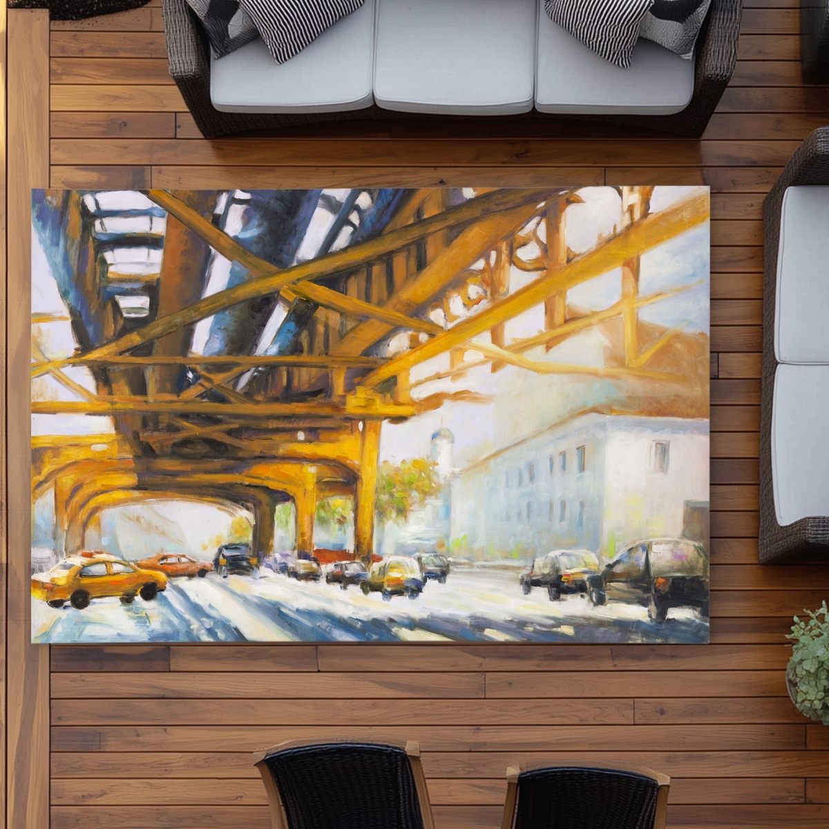 C1ROAR57UUY0NW 5 x 7 ft. Traffic Under the Bridge - Cities Car Outdoor Area Rug - Decor - Rectangle