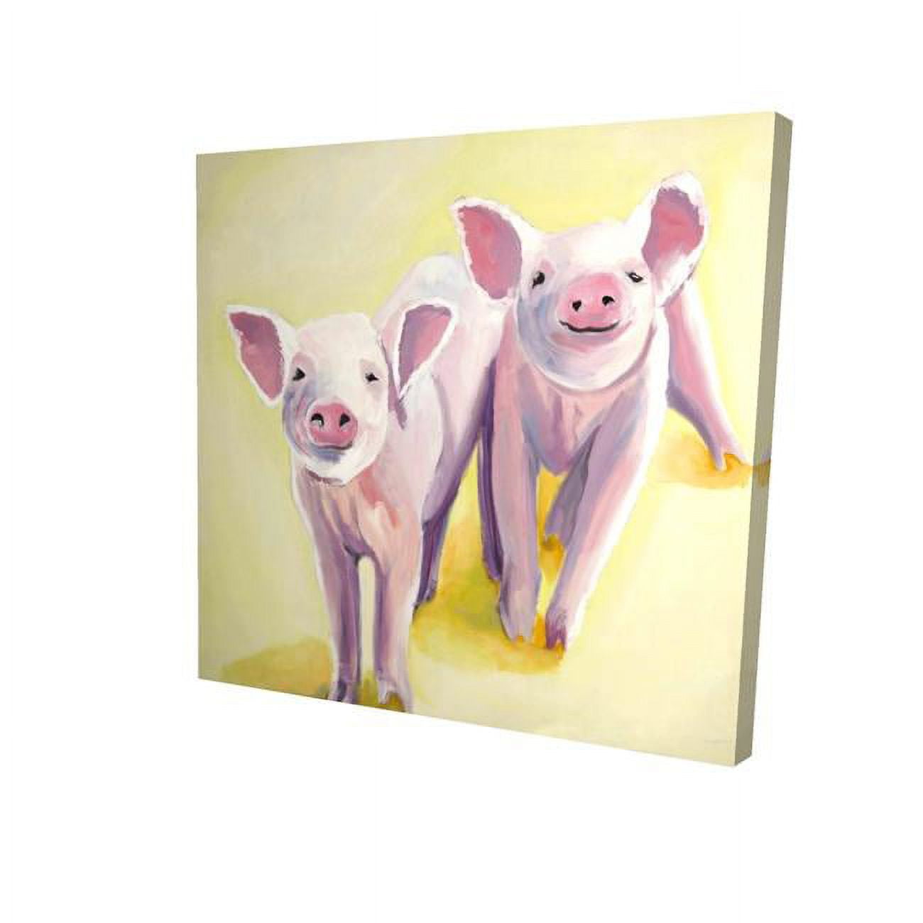 8 x 8 in. Two Smiling Pigs-Print on Canvas