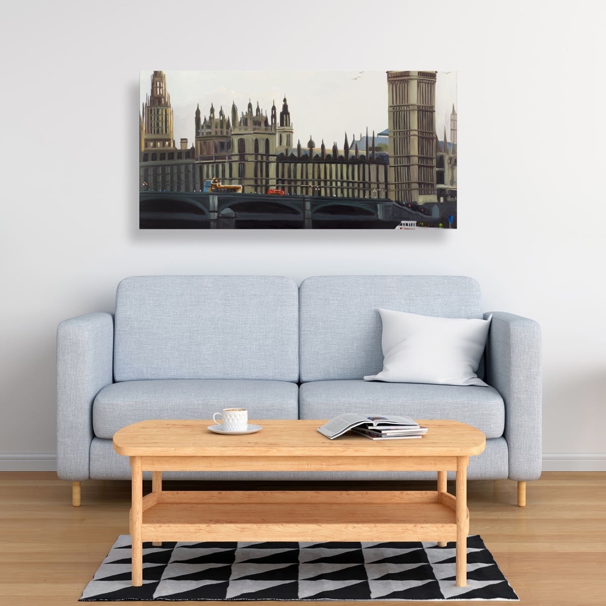 C1RC2448RFB2U8 24 x 48 in. Big Ben Clock Canvas - Elizabeth Tower Bedroom Decor Gray