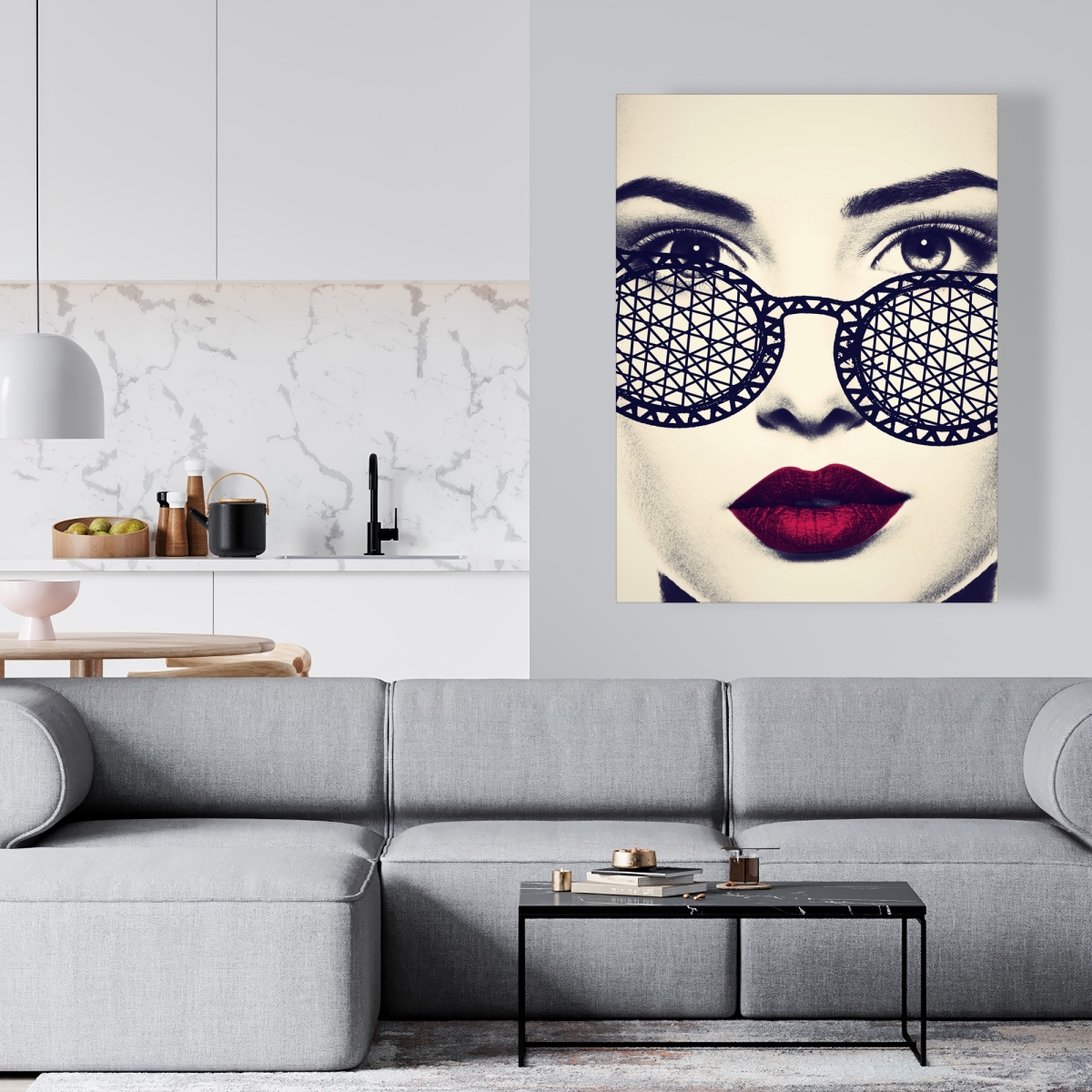 C1RC3648K7A6G4 36 x 48 in. Staring Deep - White Canvas Art for Home Decor - Modern Design
