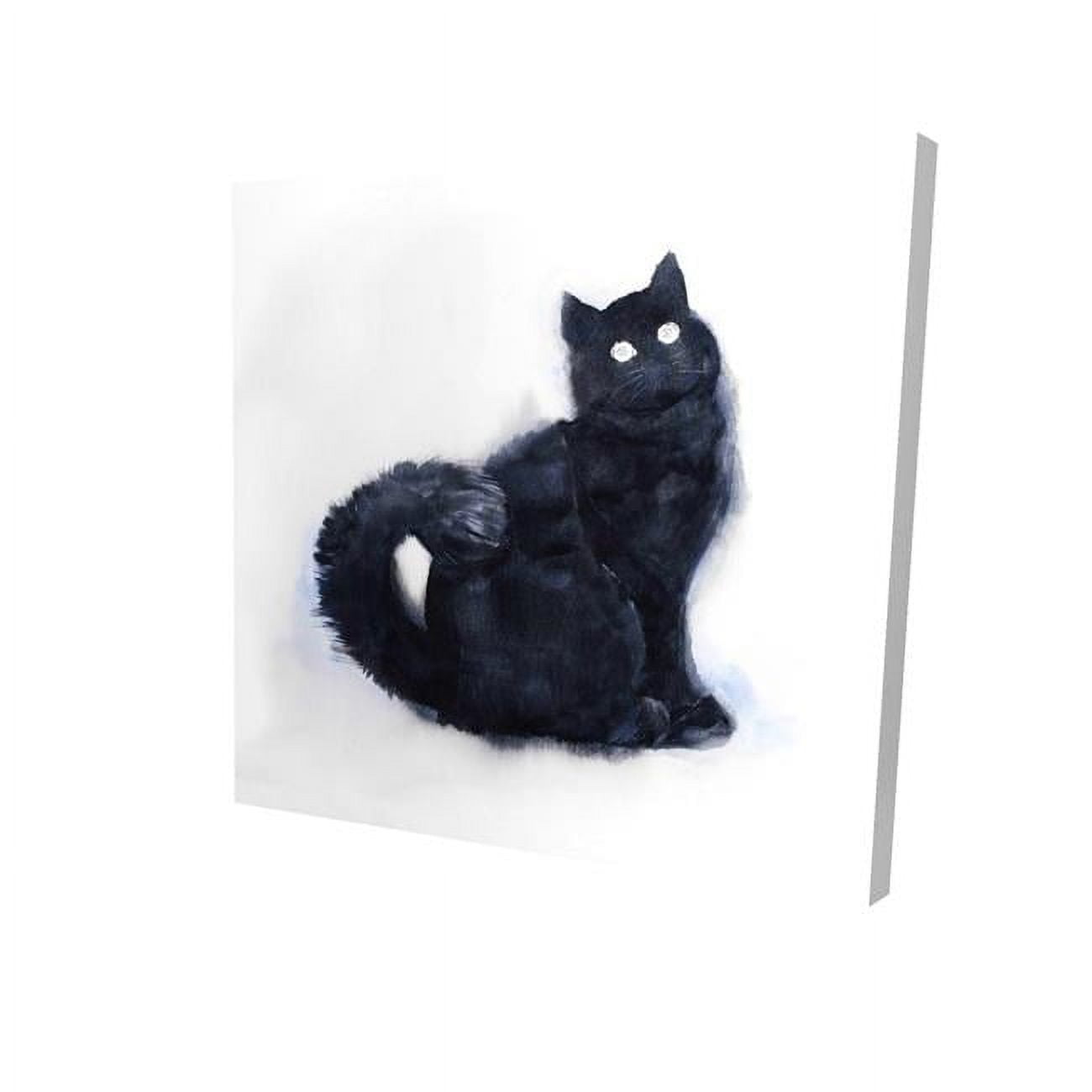 8 x 8 in. Furry Black Watercolor Cat-Print on Canvas