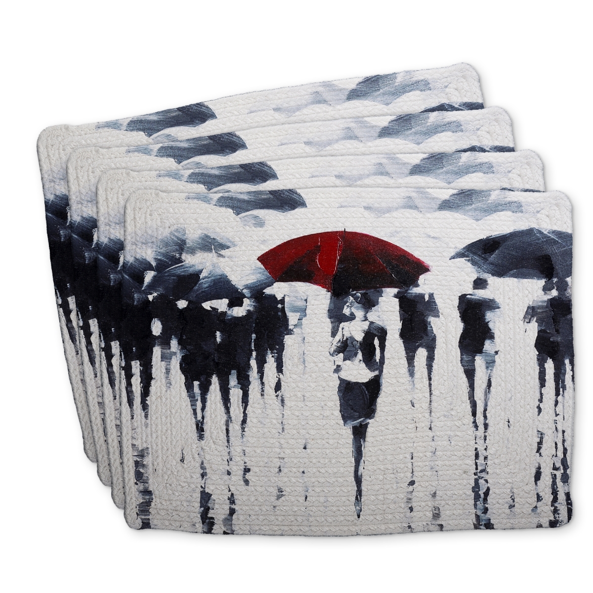 Picture of Begin Home Decor C4BP141840629K 14 x 18 in. Abstract Silhouettes Under the Rain - Braided Polyester Placemat - Set of 4
