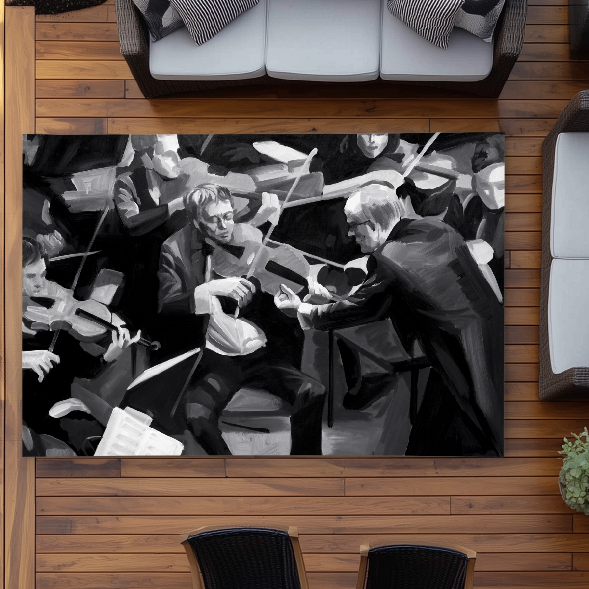 C1ROAR570MUL52 5 x 7 ft. Symphony Orchestra Performing Rug for Living Room Decor - Outdoor - Rectangle