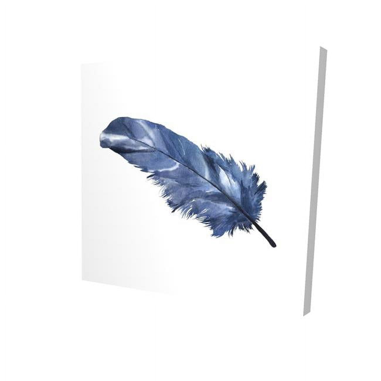 8 x 8 in. Blue Feather-Print on Canvas
