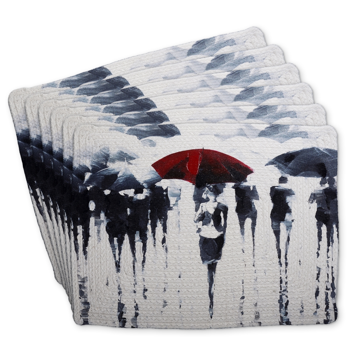 Picture of Begin Home Decor C6BP1418O4IPNE 14 x 18 in. Abstract Silhouettes Under the Rain - Braided Polyester Placemat - Set of 6