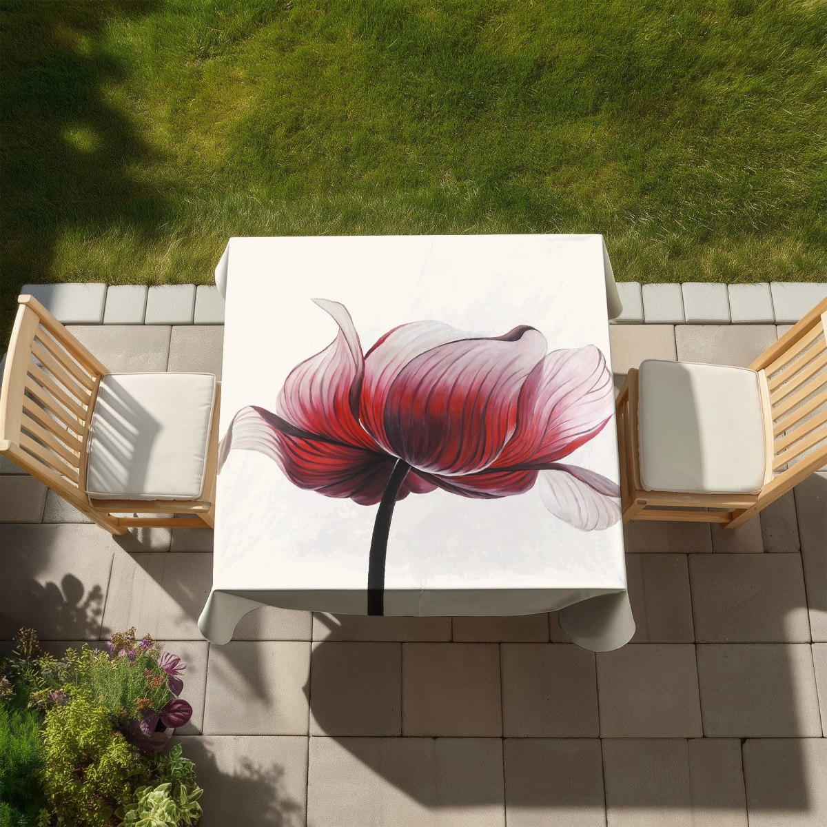 Picture of Begin Home Decor C1TC5858XNBPDN 58 x 58 in. Anemone Flower Tablecloth - Romantic Indoor Outdoor Decor
