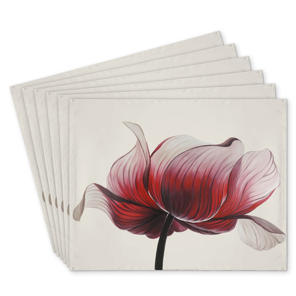 Picture of Begin Home Decor C6PP1418N31WDQ 14 x 18 in. Anemone Flower Polyester Placemat - Elegant Home Decor - Set of 6