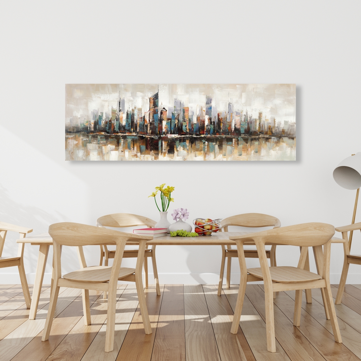 C1RC2060CEAGCC 20 x 60 in. Abstract Buildings with Textures - Beige Canvas Home Decor