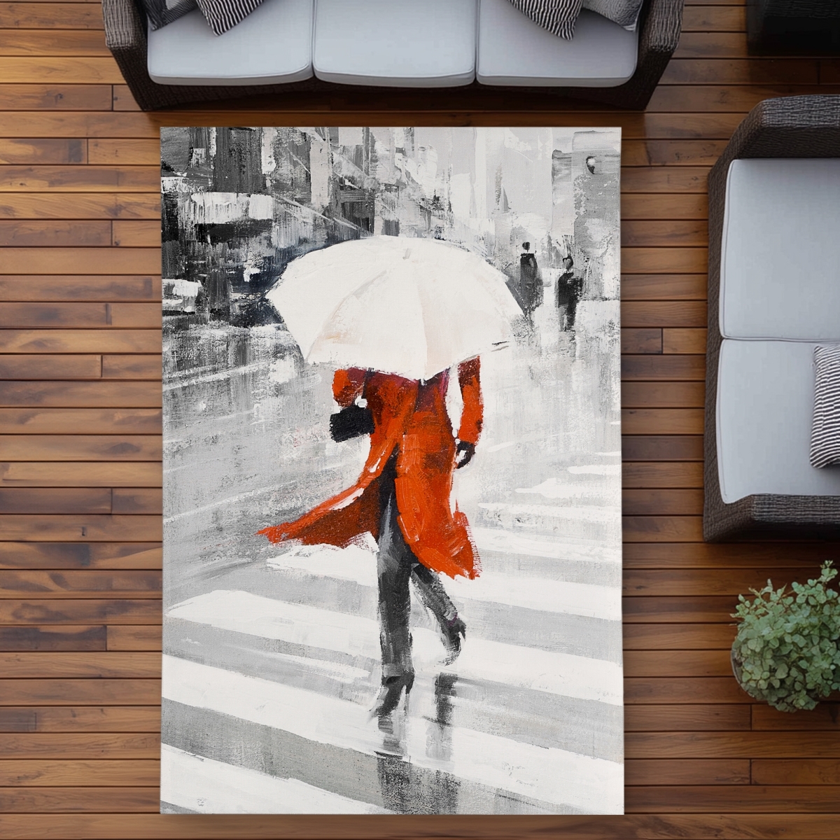C1ROAR5741UZ5H 5 x 7 ft. Rainy Day in the City Rug - Stylish Outdoor Living Room Decor - Rectangle
