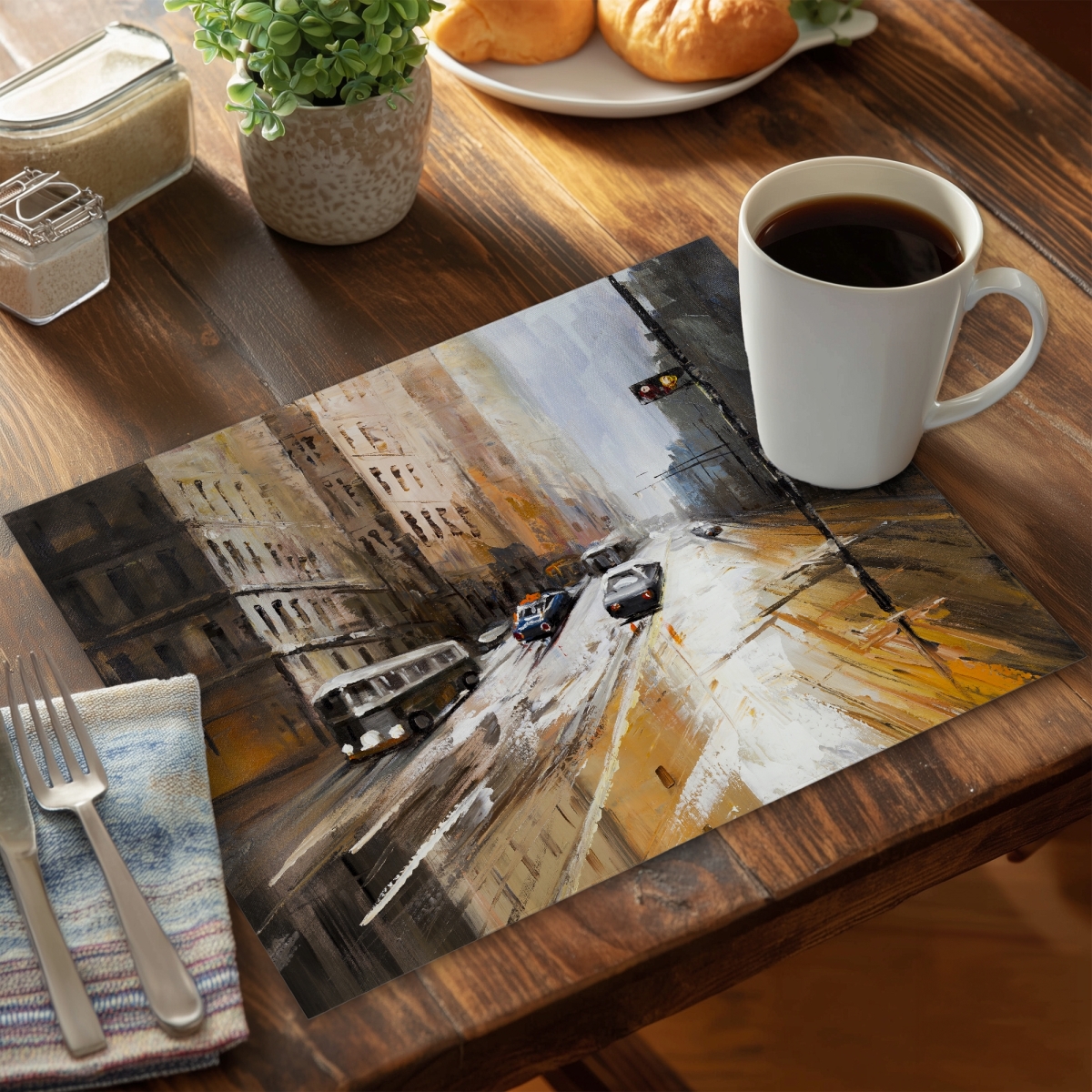 Picture of Begin Home Decor C4PP1418UCSL6A 14 x 18 in. Abstract City Street Polyester Placemat - Home Decor Accent - Set of 4