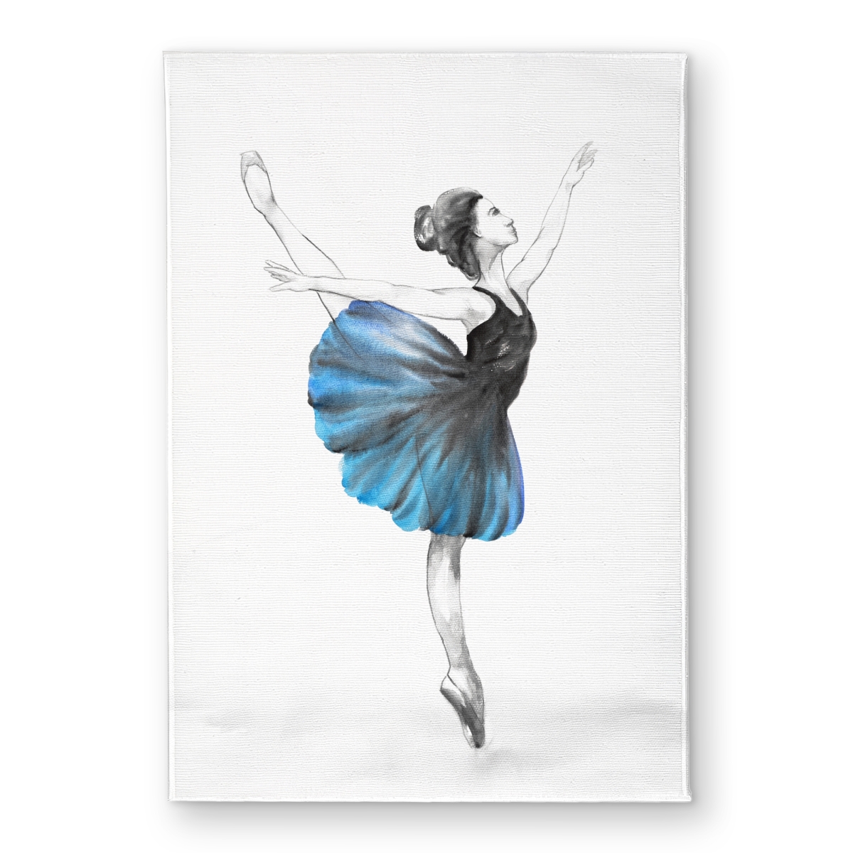 CODM1724BDMEIK 17 x 24 in. Small Blue Ballerina - Black Romantic Indoor Outdoor Door Mat