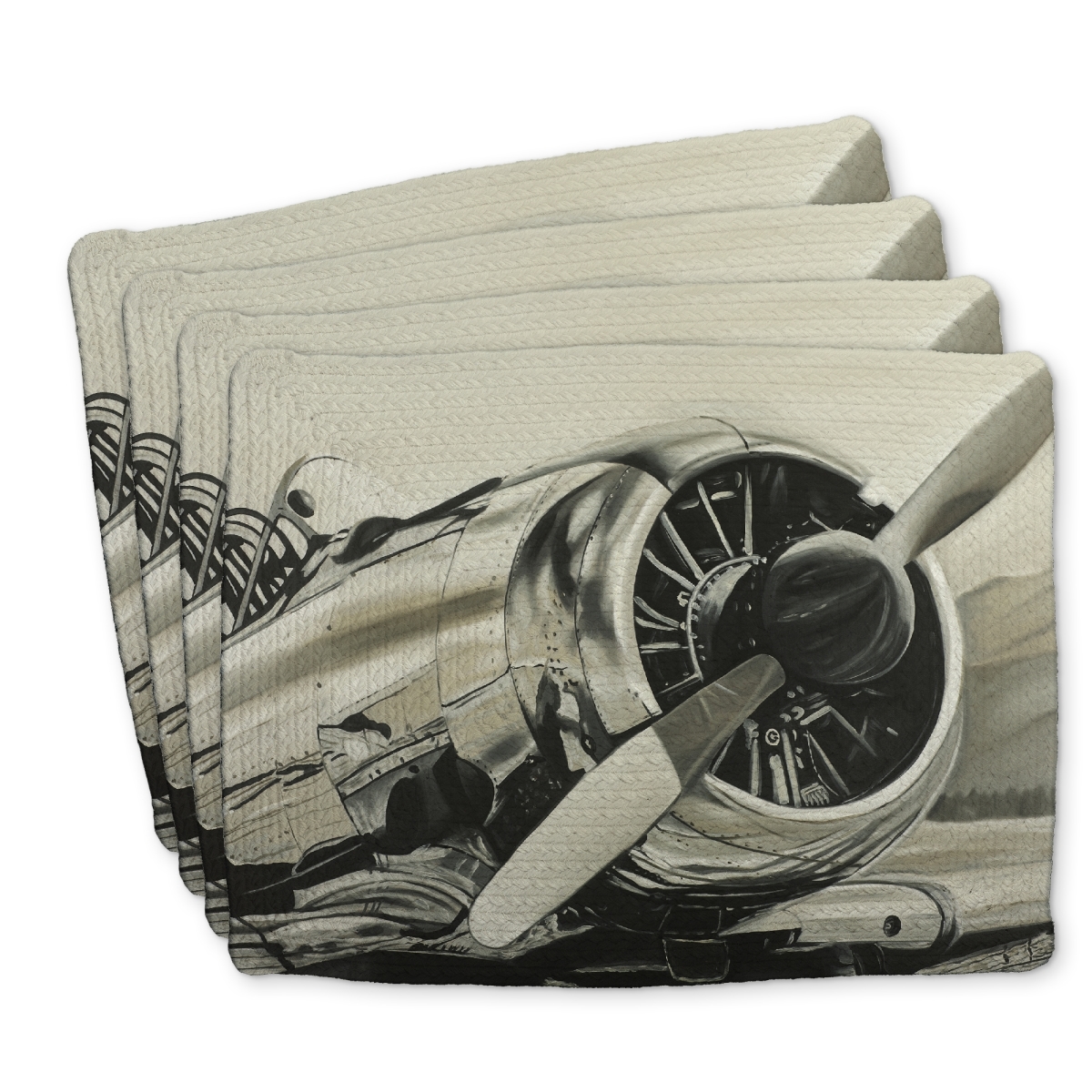 Picture of Begin Home Decor C4BP141868N4VJ 14 x 18 in. Vintage Aircraft Braided Polyester Placemat - Home Decor - Set of 4
