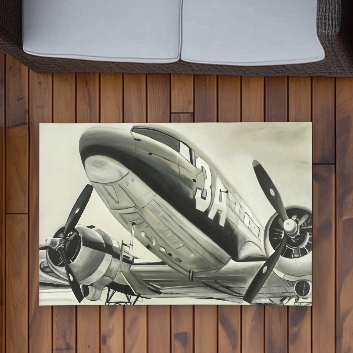 C1ROAR23HKUEQO 2 x 3 ft. Vintage Airplane Black Man Cave Outdoor Area Rug for Home Decor - Rectangle