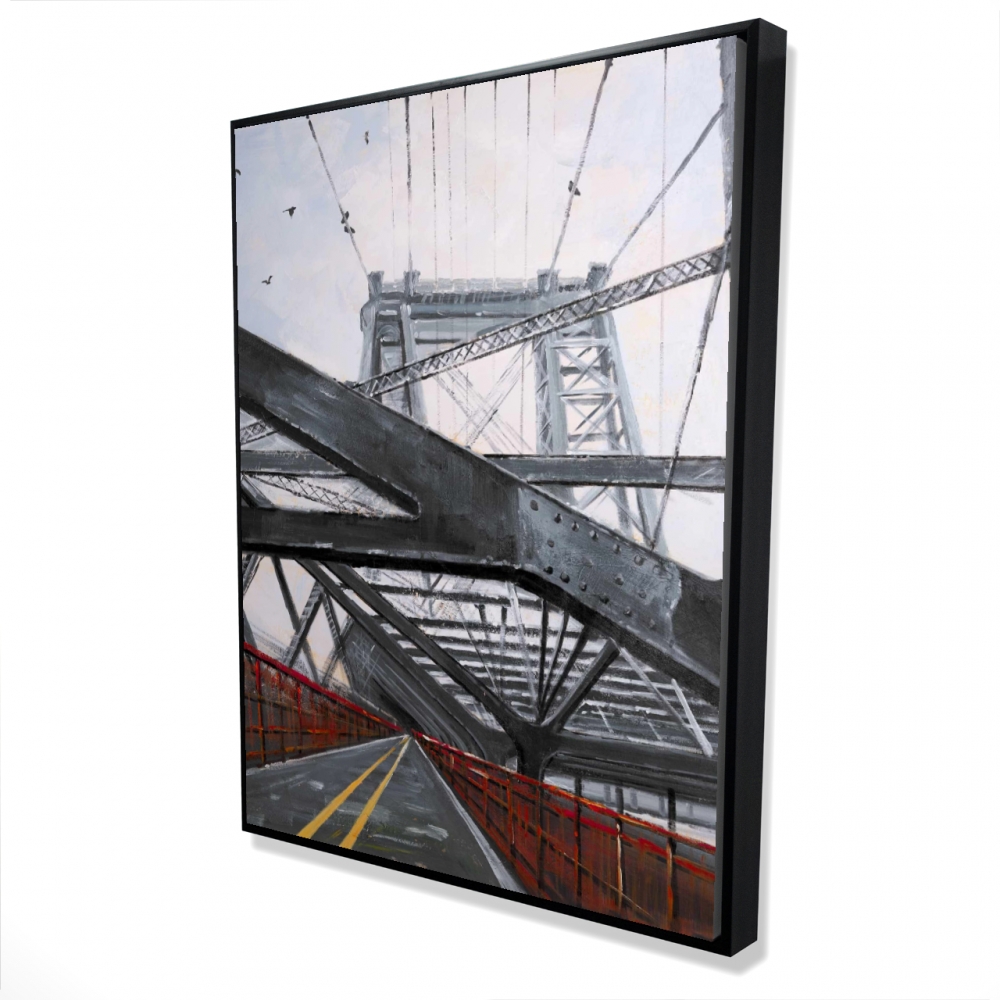 2081-4836-CI225 36 x 48 in. Bridge Architecture - Gray Framed Canvas for Home Decor