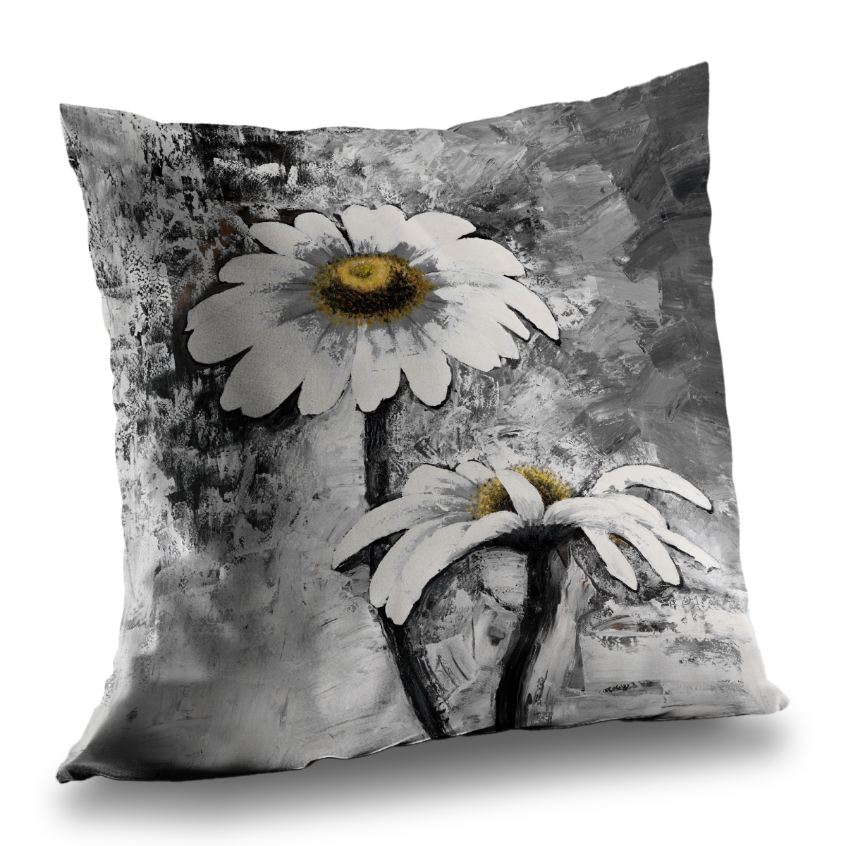 C1PC14141FD5EC 14 x 14 in. Abstract Daisies Flowers - Modern Gray Poly Twill Throw Decor