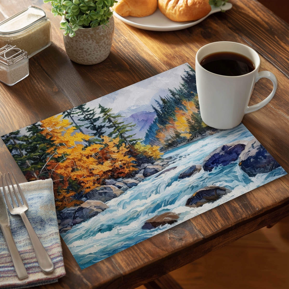 Picture of Begin Home Decor C4PP14182ZKM0T 14 x 18 in. Rapids Polyester Placemat - Stylish Home Decor Accent - Set of 4