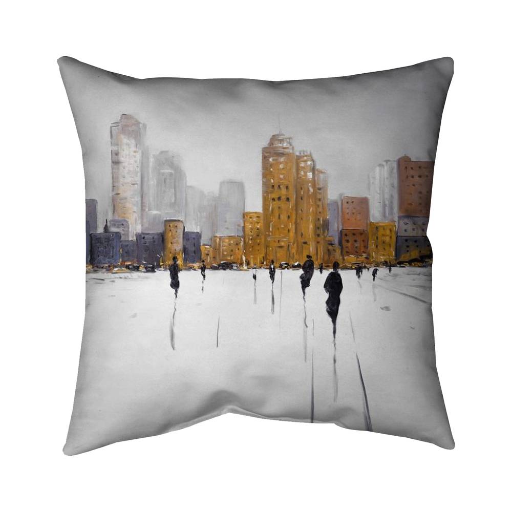 5543-2626-ST48 26 x 26 in. City on the Horizon - Building Street Poly Twill Throw - Decor