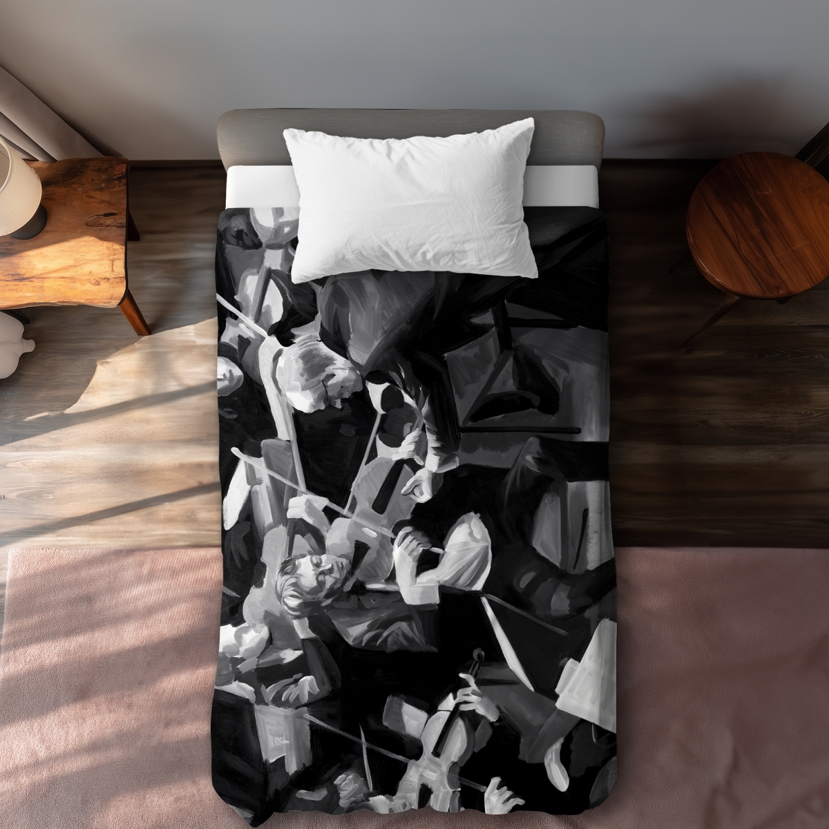 C1DCTXLWWNLEHR Twin Extra Long Symphony Orchestra Performing Contemporary Gray Duvet Cover - Home Decor