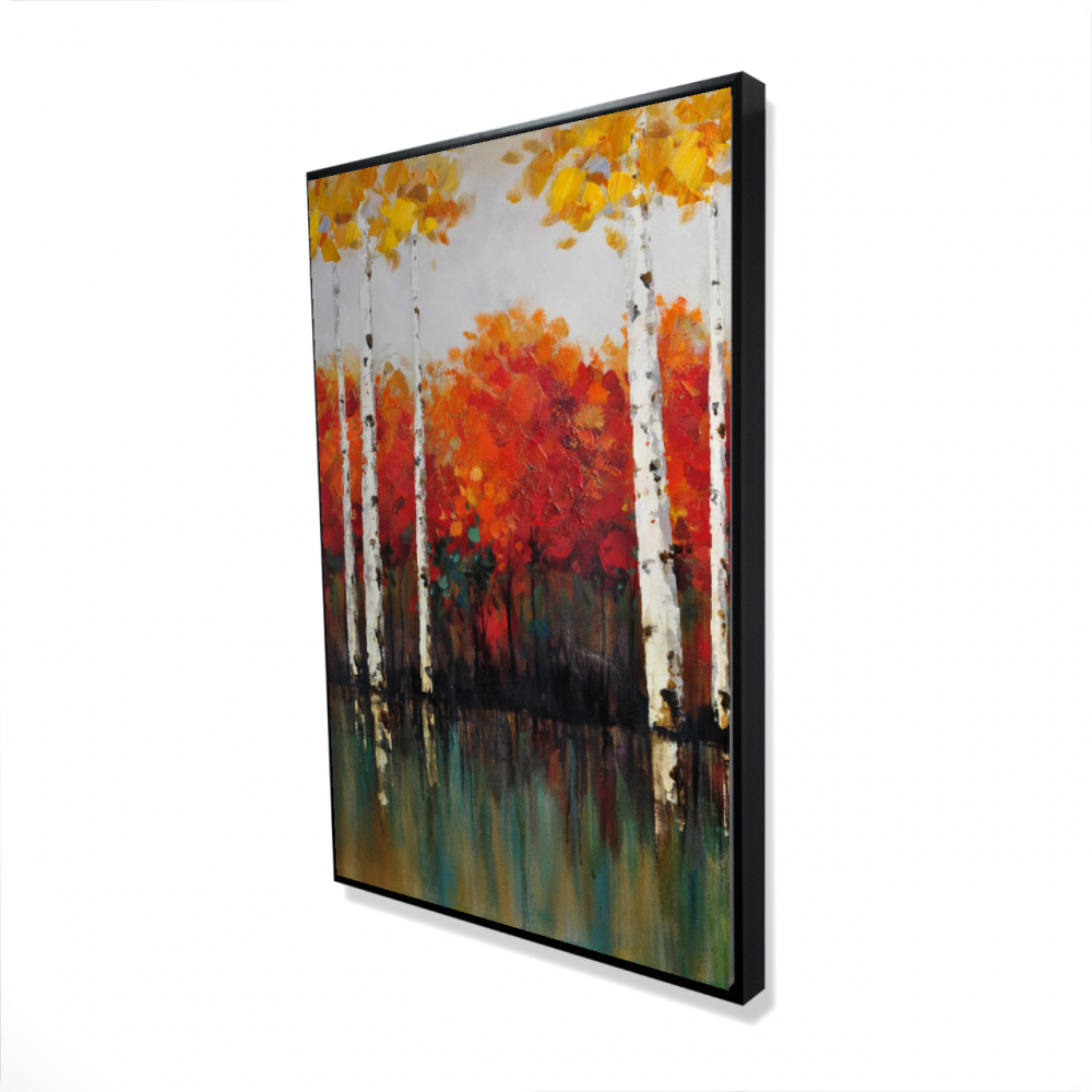 2081-3624-LA9 24 x 36 in. Birches By Fall - Office Orange Framed Canvas for Home Decor