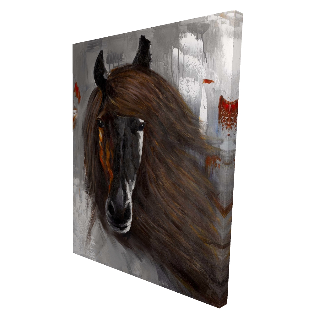 2080-4836-AN123 36 x 48 in. Proud Brown Horse - Gray Farm Animals Canvas for Home Decor