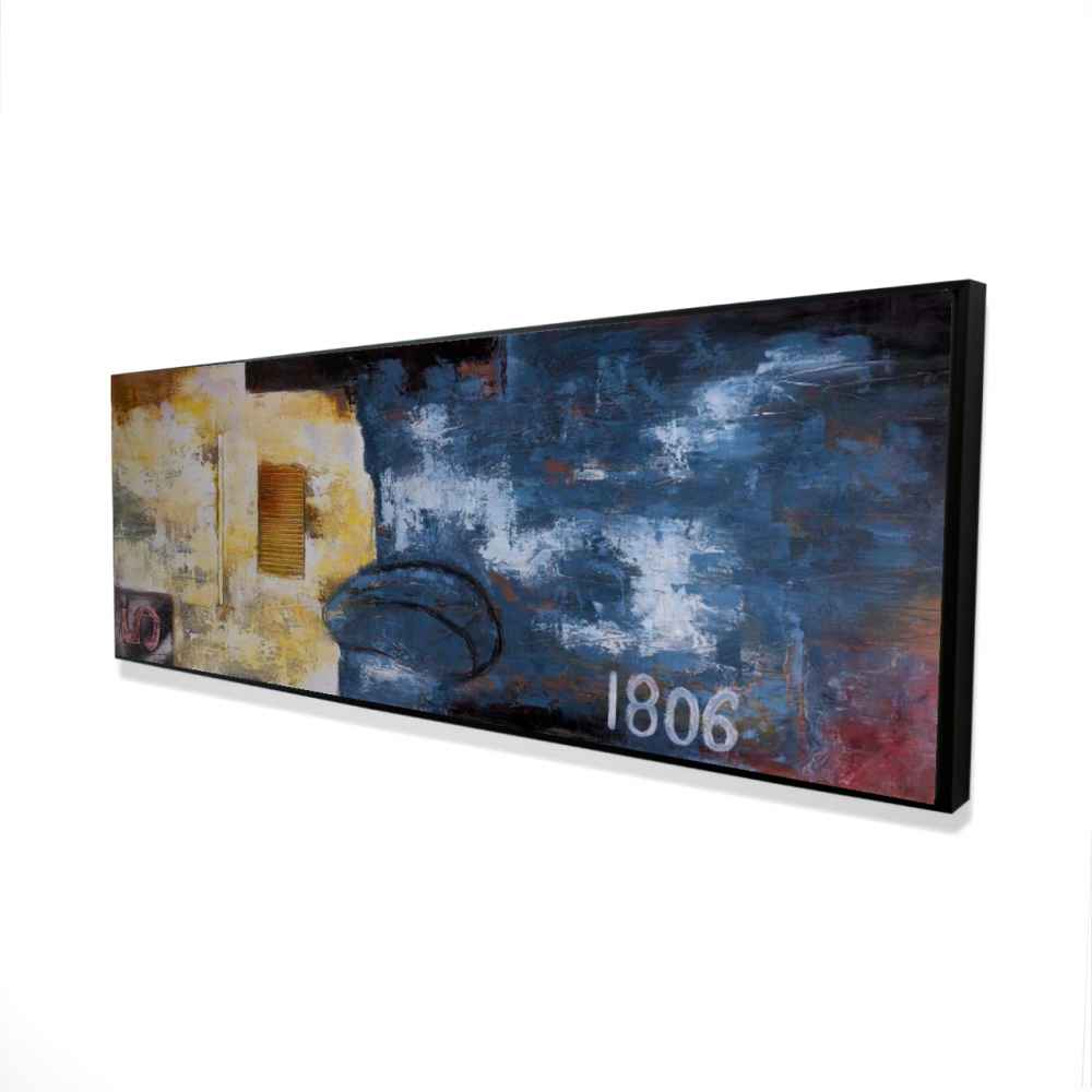 2081-2060-AB10 20 x 60 in. Abstract Art with Numbers - Industrial Framed Canvas Decor