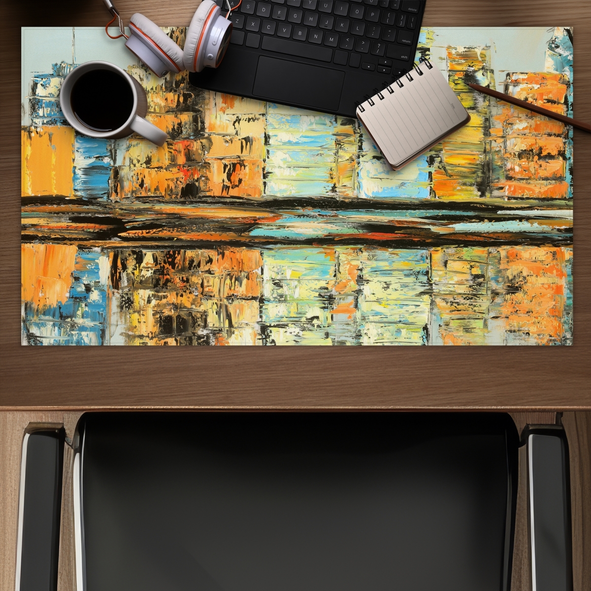 C1DM1424LS6MFX 14 x 24 in. Reflections of a Colorful City - Livingroom Cities Gaming Mat