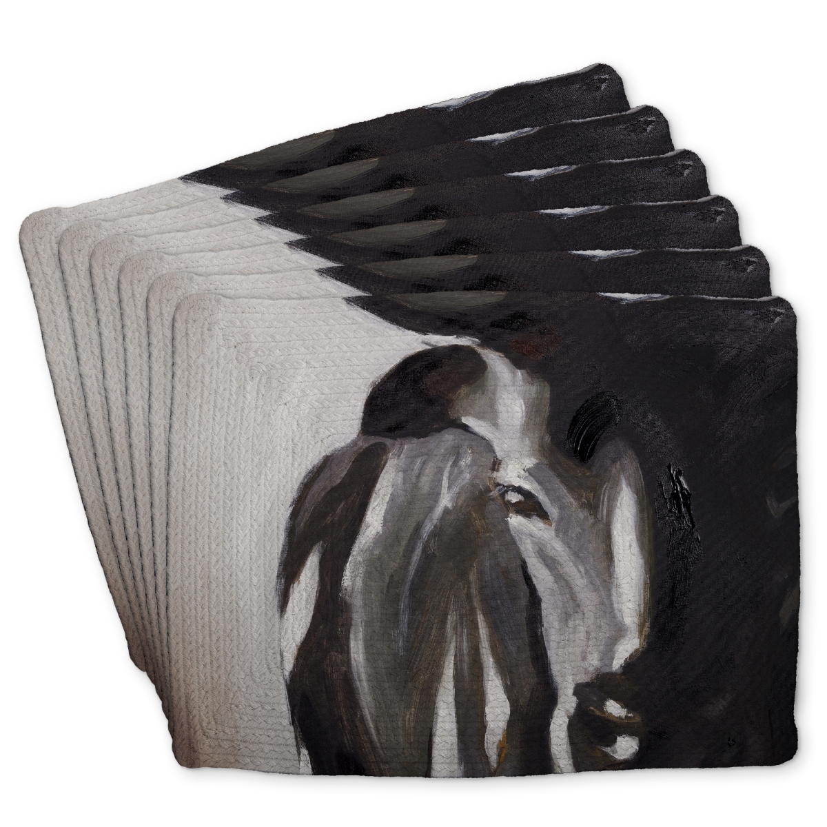 Picture of Begin Home Decor C6BP1418OFIAZG 14 x 18 in. Bull Head Closeup Braided Polyester Placemat - Home Decor - Set of 6
