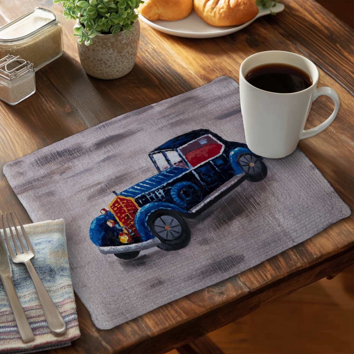 Picture of Begin Home Decor C6BP1418VJGMJ7 14 x 18 in. Toy Car Braided Polyester Placemat - Home Decor Essential - Set of 6