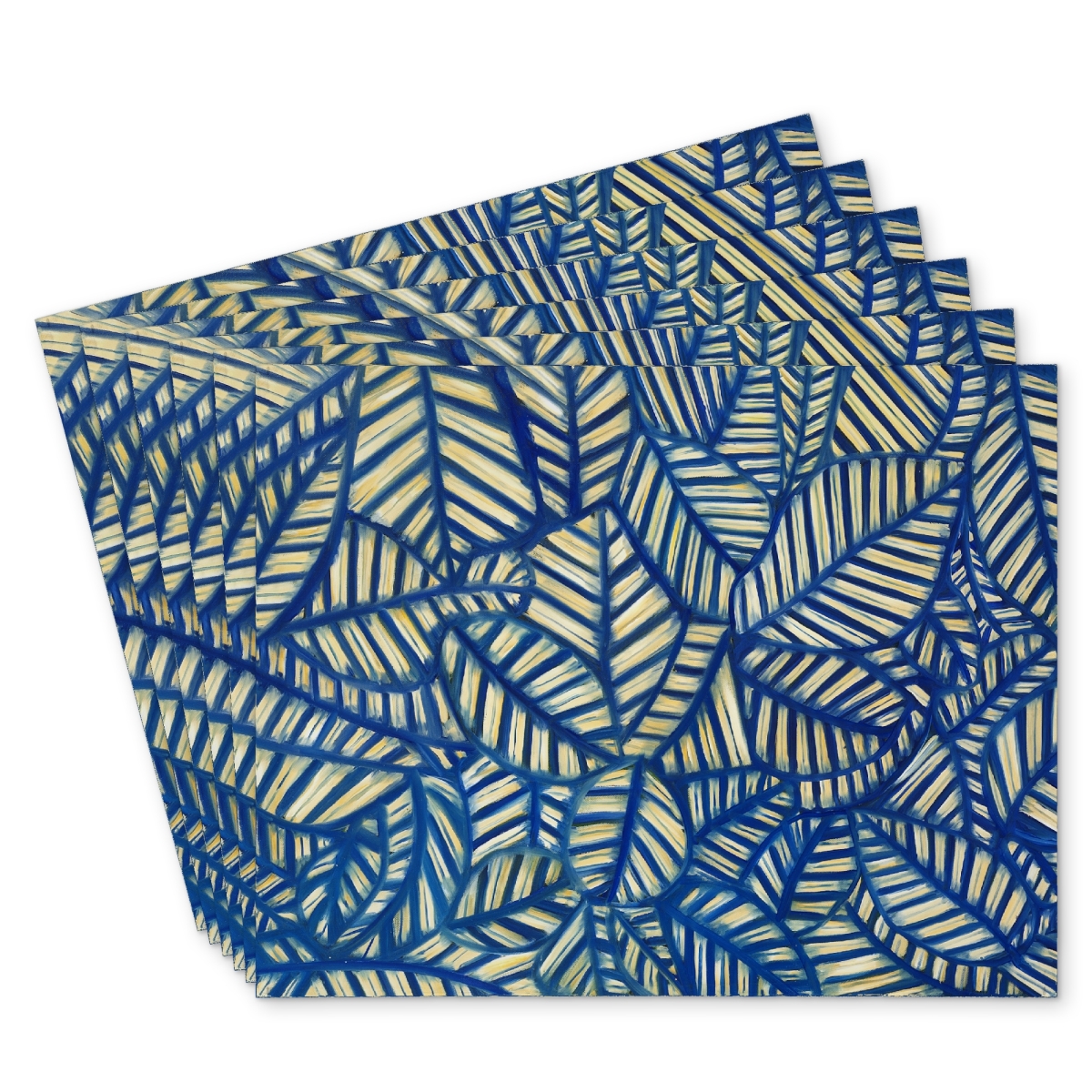 Picture of Begin Home Decor C6PP1418W79YL0 14 x 18 in. Leaves Patterns Polyester Placemat - Home Decor Accent - Set of 6
