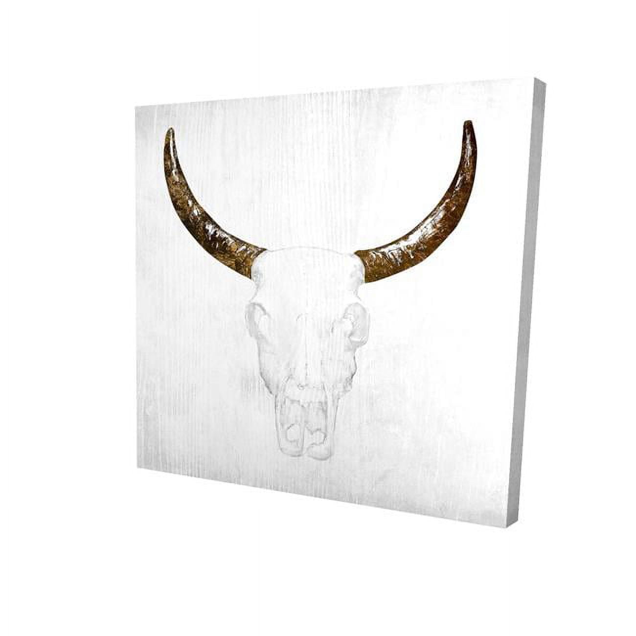8 x 8 in. Bull Skull with Brown Horns-Print on Canvas