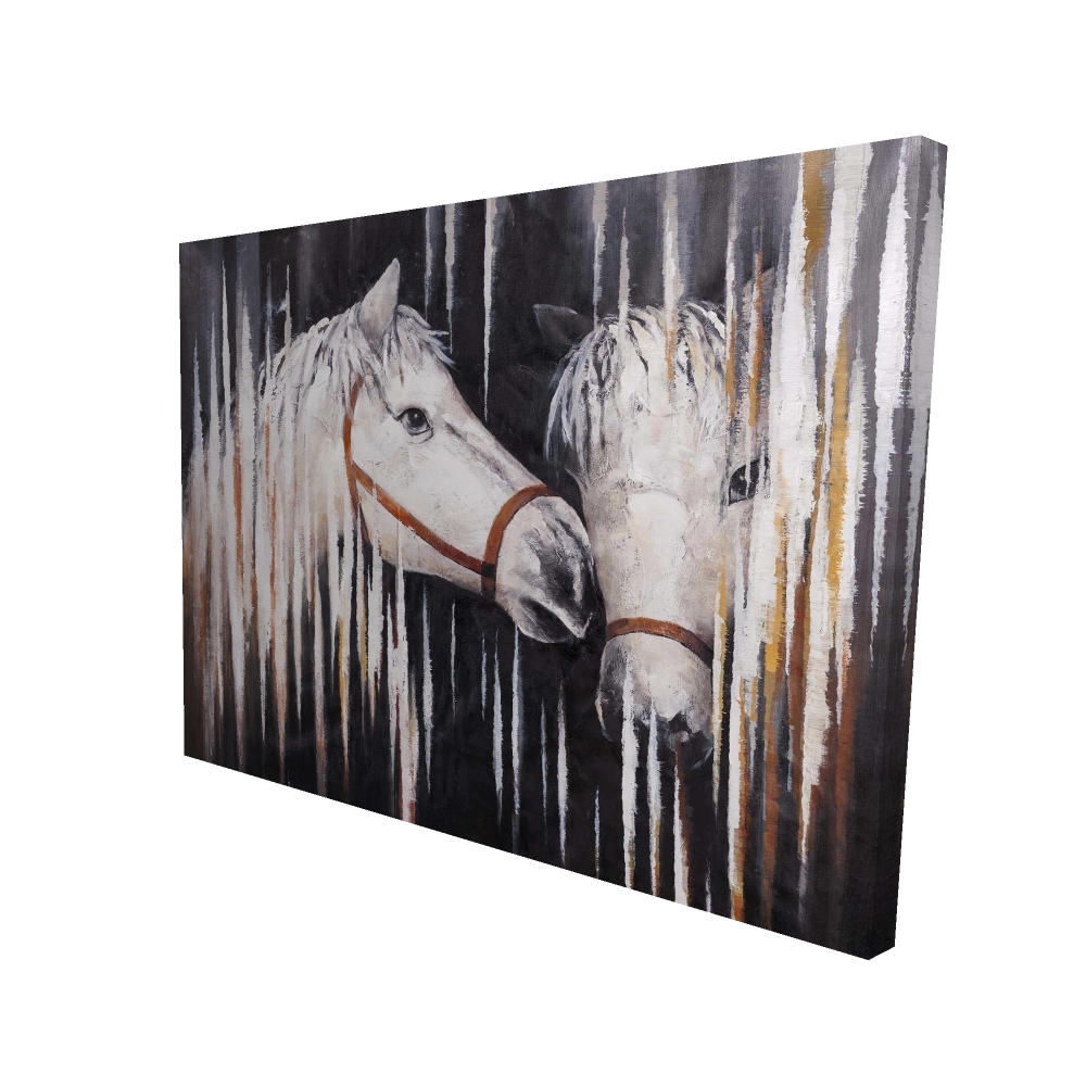2080-3648-AN104 36 x 48 in. Two White Horses Kissing - Animals Bedroom Canvas Decor