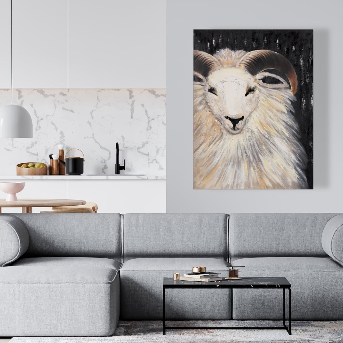C1RC3648NA8KQ5 36 x 48 in. Bushy Ram - Bedroom Animals Canvas for Home Decor - Unique Art