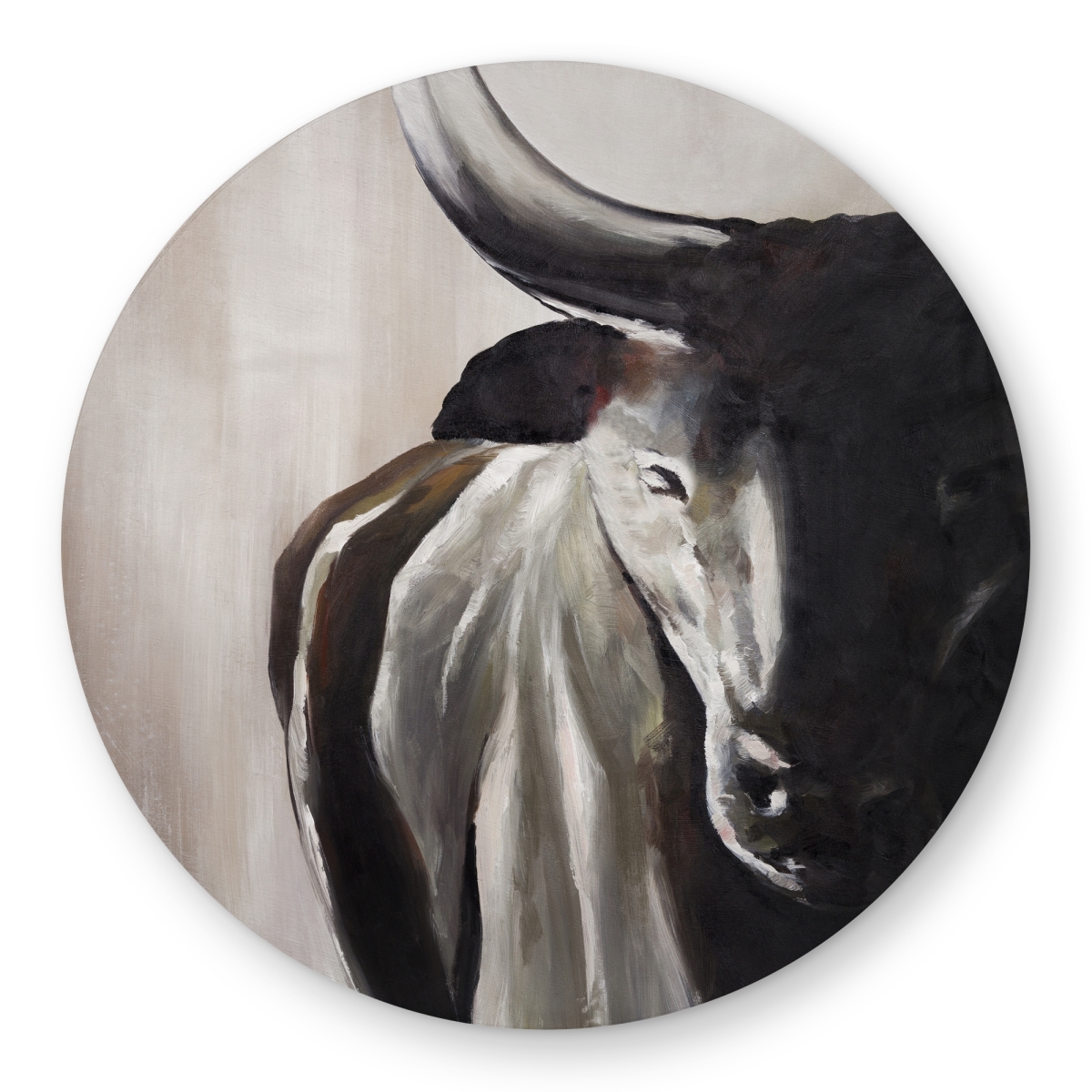 C1COAR55M6LM55 5 x 5 ft. Bull Head Front View Rug - Rustic Beige Round Outdoor Decor