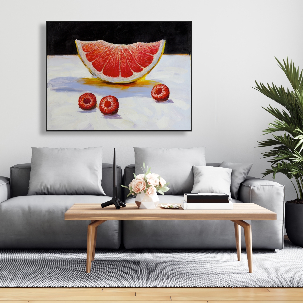 C1FC3648SM4ZEC 36 x 48 in. Grapefruit Slice - Gastronomy Black Framed Canvas Art Decor
