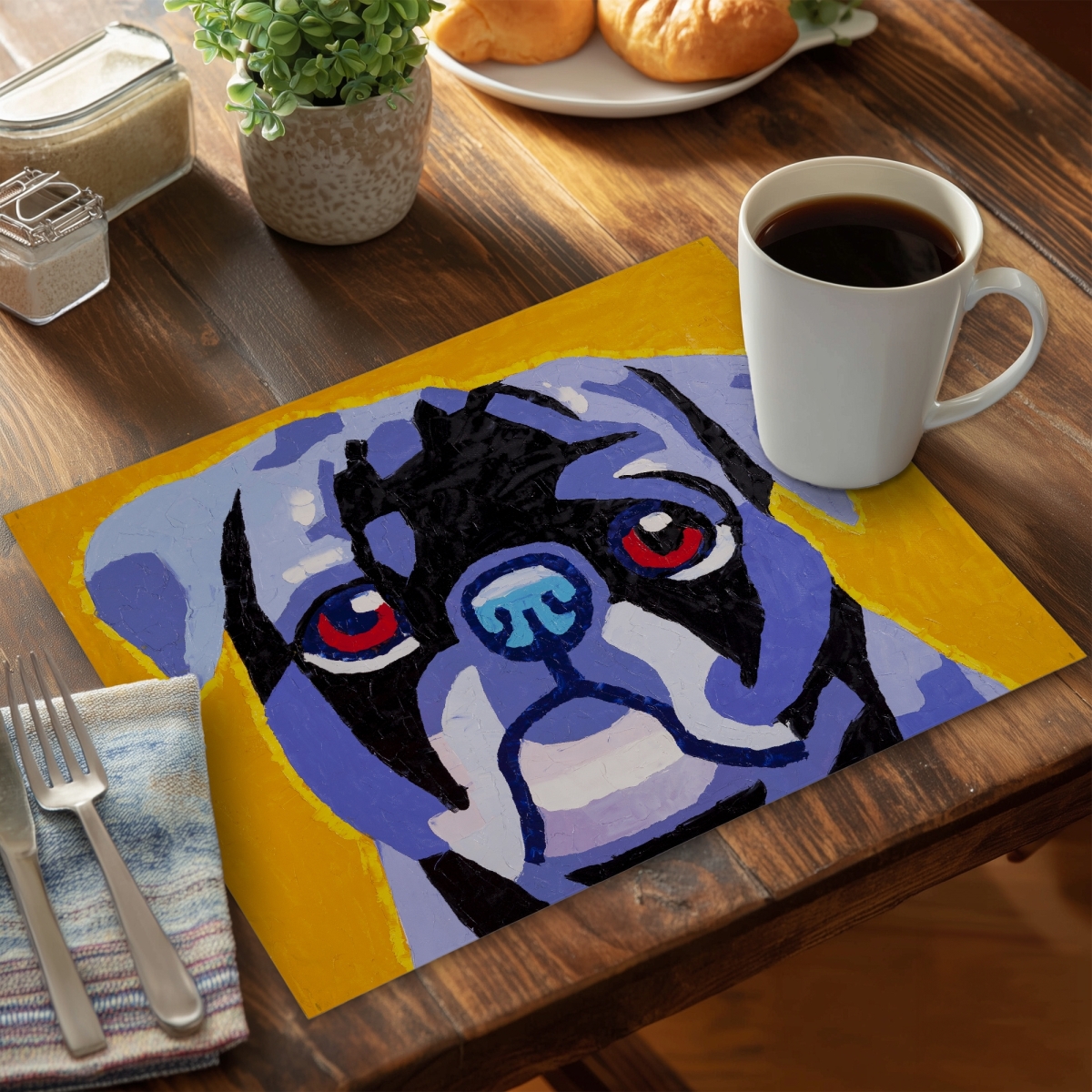 Picture of Begin Home Decor C6PP1418A0XQDY 14 x 18 in. Flash the Pug Polyester Placemat - Cute Home Decor Accessory - Set of 6