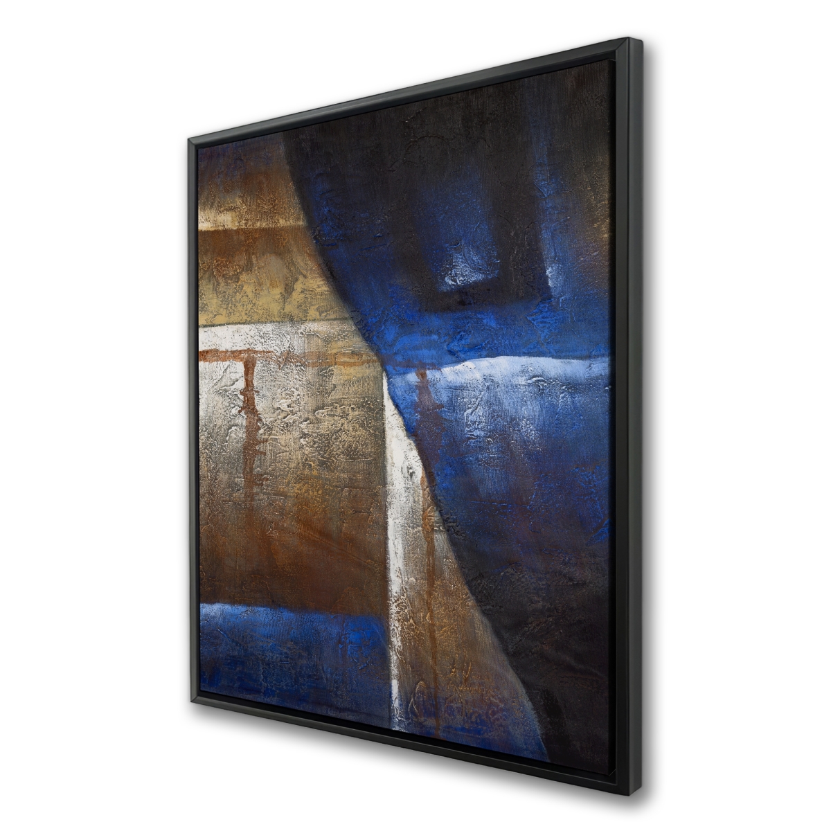 C1FC3648N3IOTW 36 x 48 in. Bronze Shapes with Blue Light - Livingroom Pattern Canvas Art