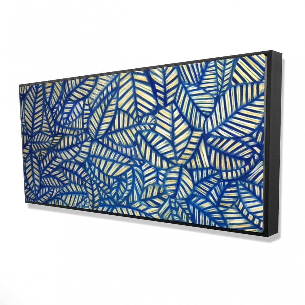 2081-2448-MI61 24 x 48 in. Leaves Patterns - Floral Botanical Framed Canvas for Bedroom Decor