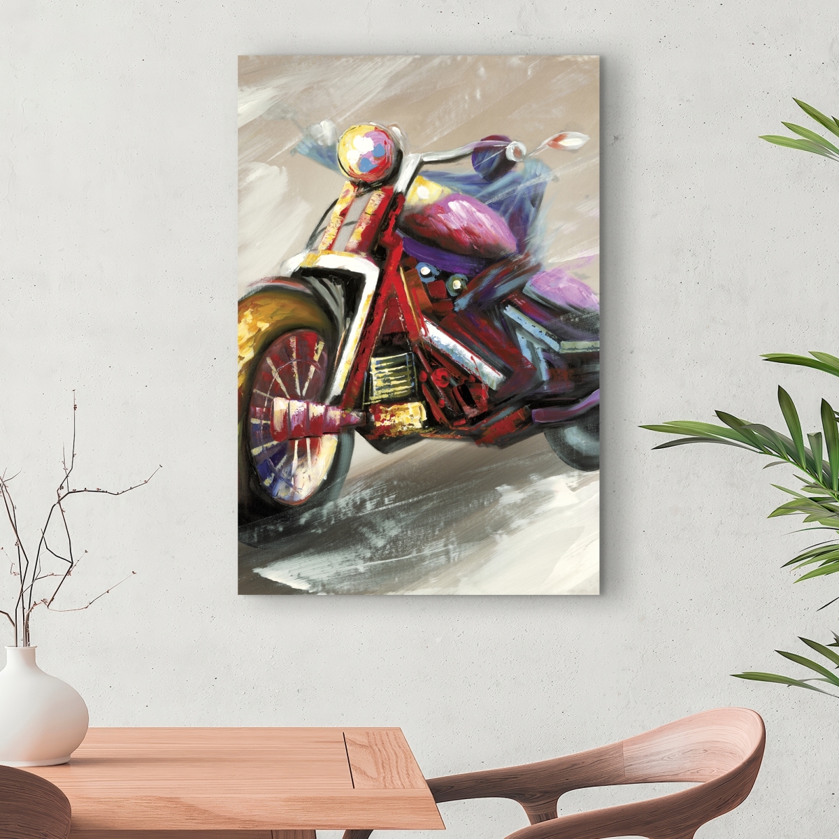 C1RC24363COTB9 24 x 36 in. Abstract Motorcycle - Red Man Cave Canvas for Home Decor