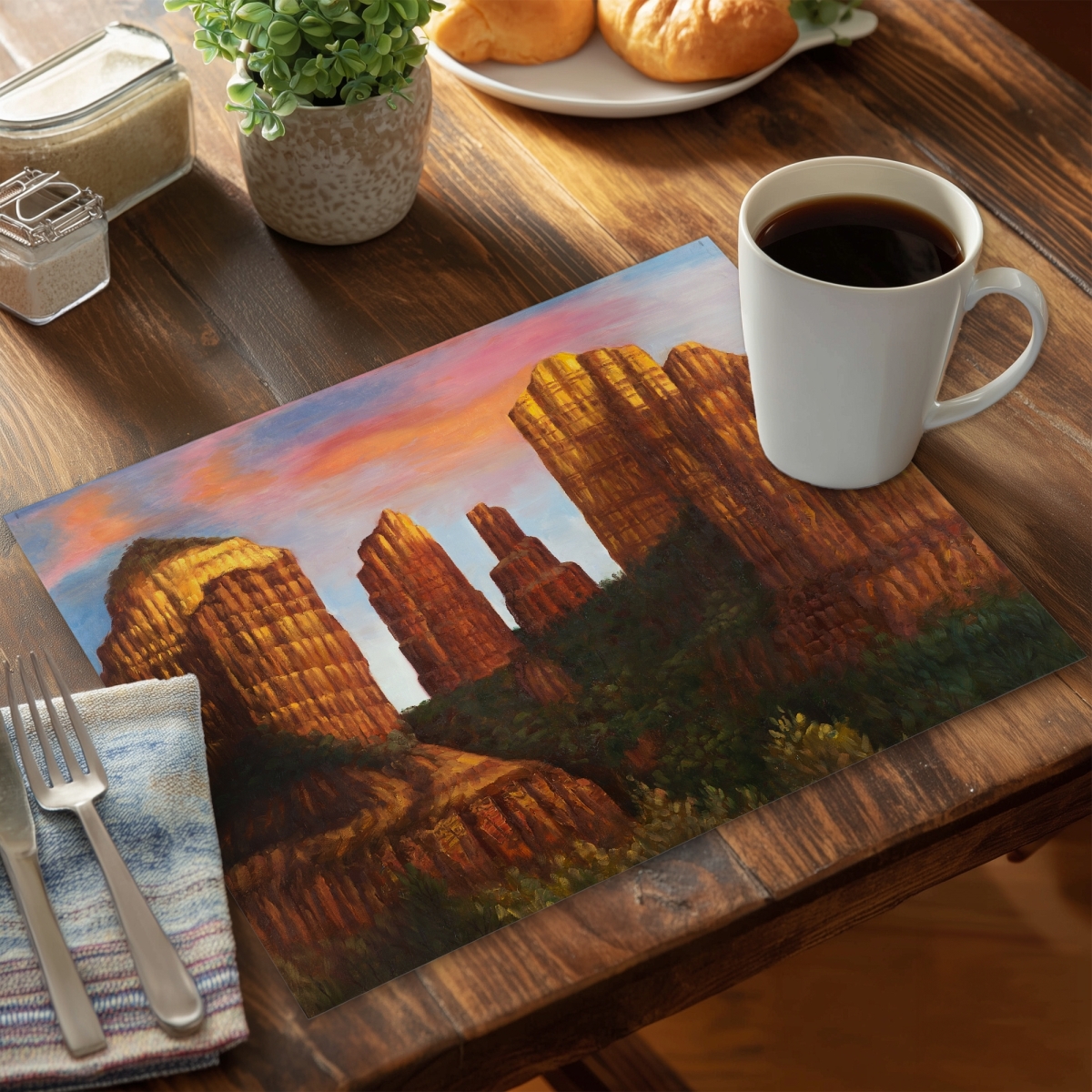 Picture of Begin Home Decor C6PP1418OJ4IRM 14 x 18 in. Cathedral Rock Arizona Polyester Placemat - Home Decor - Set of 6