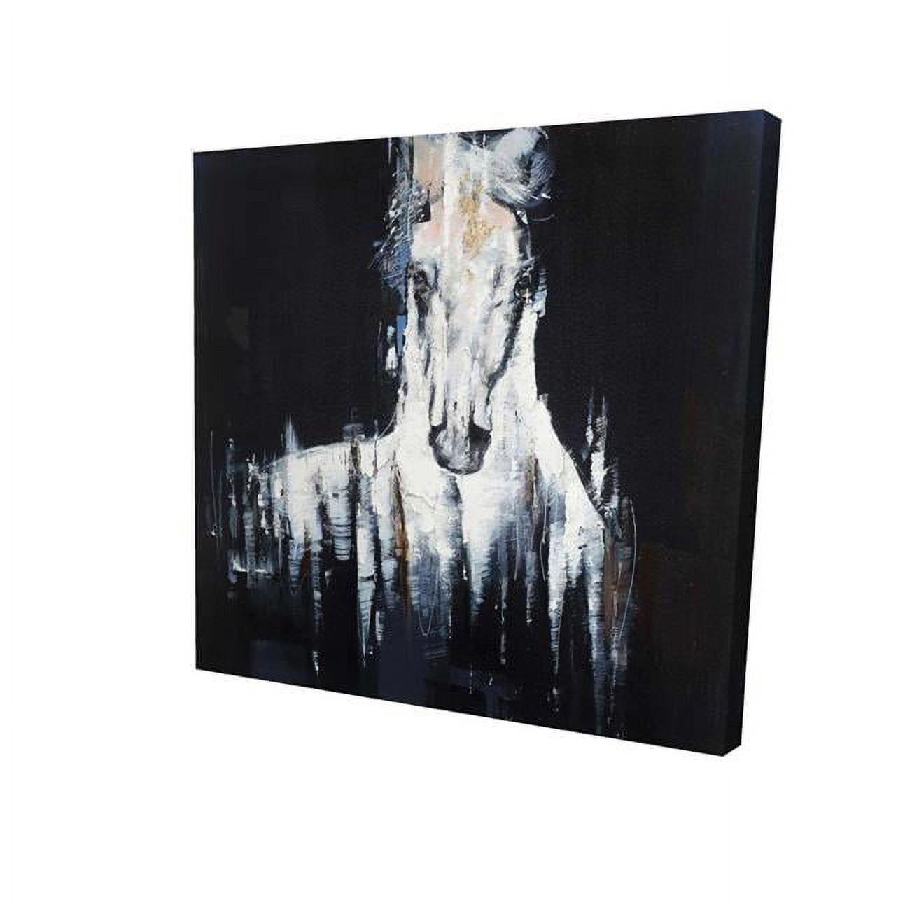 8 x 8 in. Abstract White Horse on Black Background-Print on Canvas