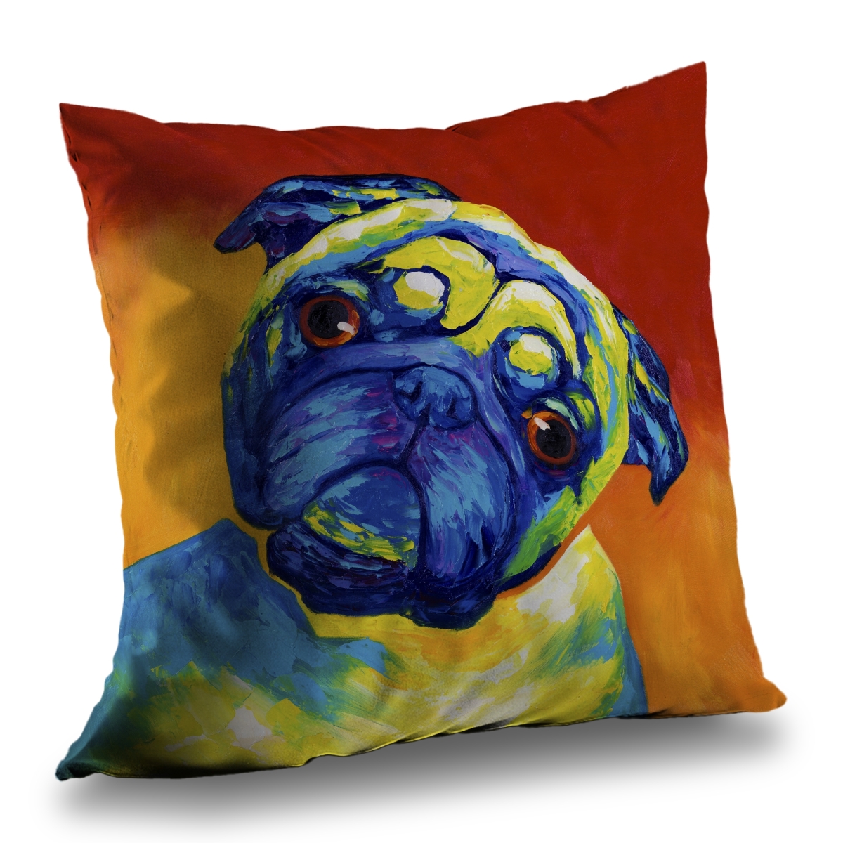 C1PC14141AACRO 14 x 14 in. Curious Pug - Pets Animals Poly Twill Throw for Home Decor