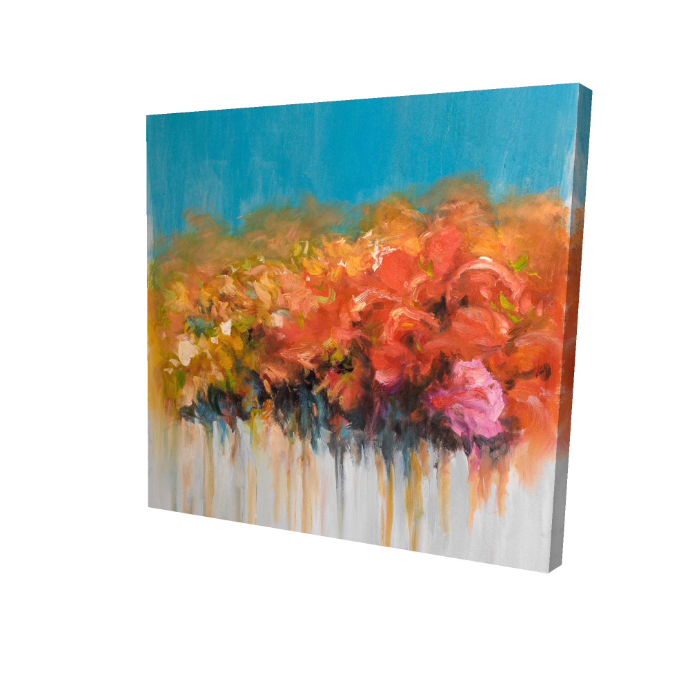 2080-3636-AB28 36 x 36 in. Orange Flowers Bundle - Contemporary Orange Canvas Decor