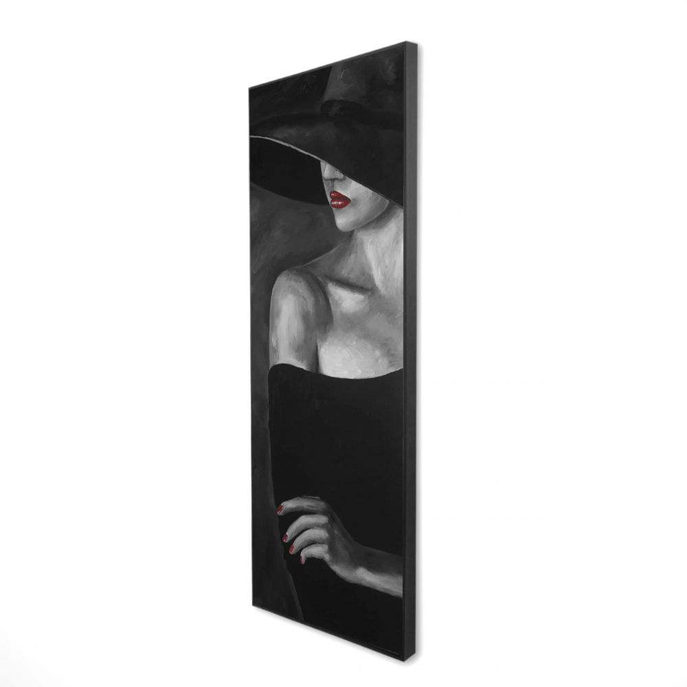 2081-6020-FA28 20 x 60 in. Mysterious Woman with Hat - Beauty Fashion Canvas Decor
